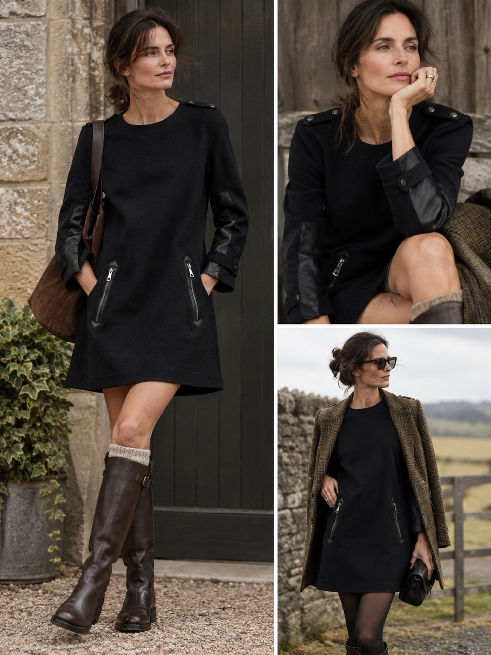 Burberry Brit Wool and Leather Dress